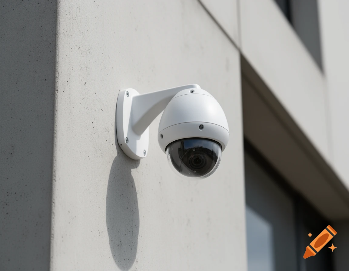 מצלמת אבטחה דאחואה Dahua מותקנת על קיר בניין