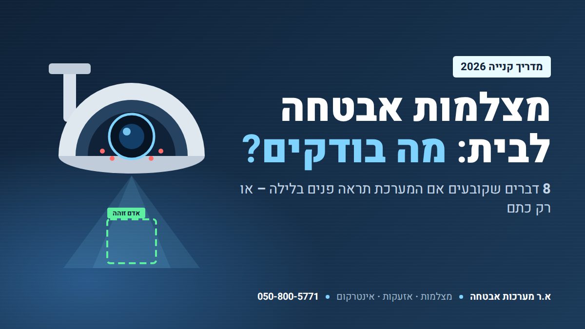 מצלמות אבטחה לבית – מדריך קנייה 2026 – א.ר מערכות אבטחה
