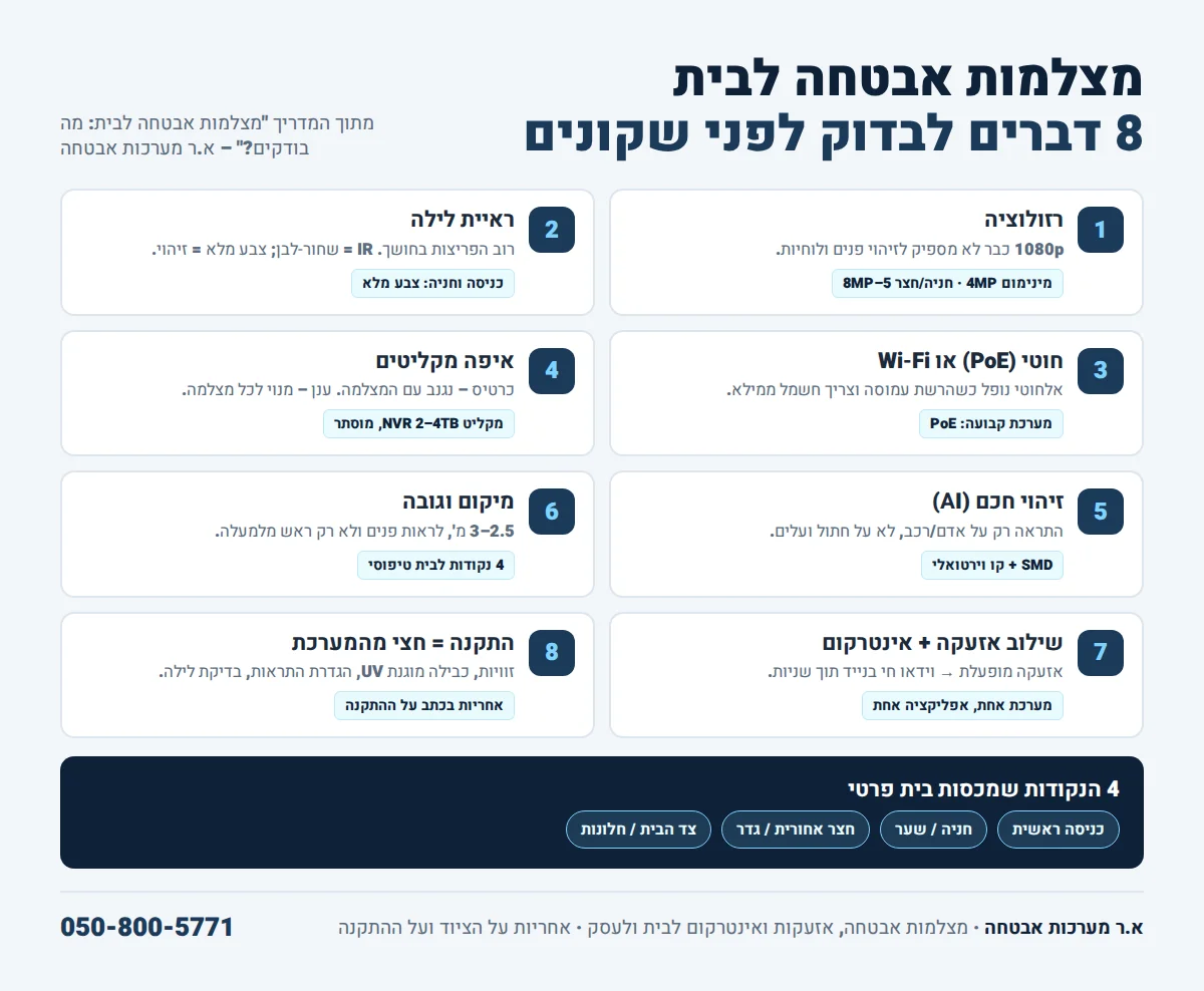 אינפוגרפיקה: מצלמות אבטחה לבית – 8 דברים לבדוק לפני שקונים